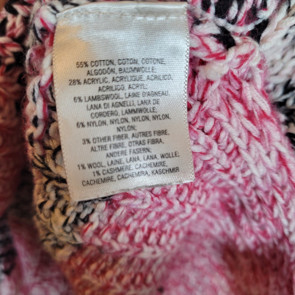 Sparrow Womens Striped Patchwork Knit Turtleneck Sweater Size Small Pink Crochet - Picture 7 of 10